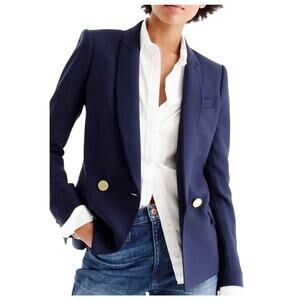 J.Crew Navy Blue Dover Blazer Size 12T Double Breasted 100% Italian Wool